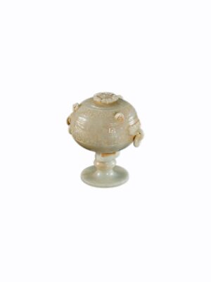 1 春秋戰國勾雲谷紋青玉豆